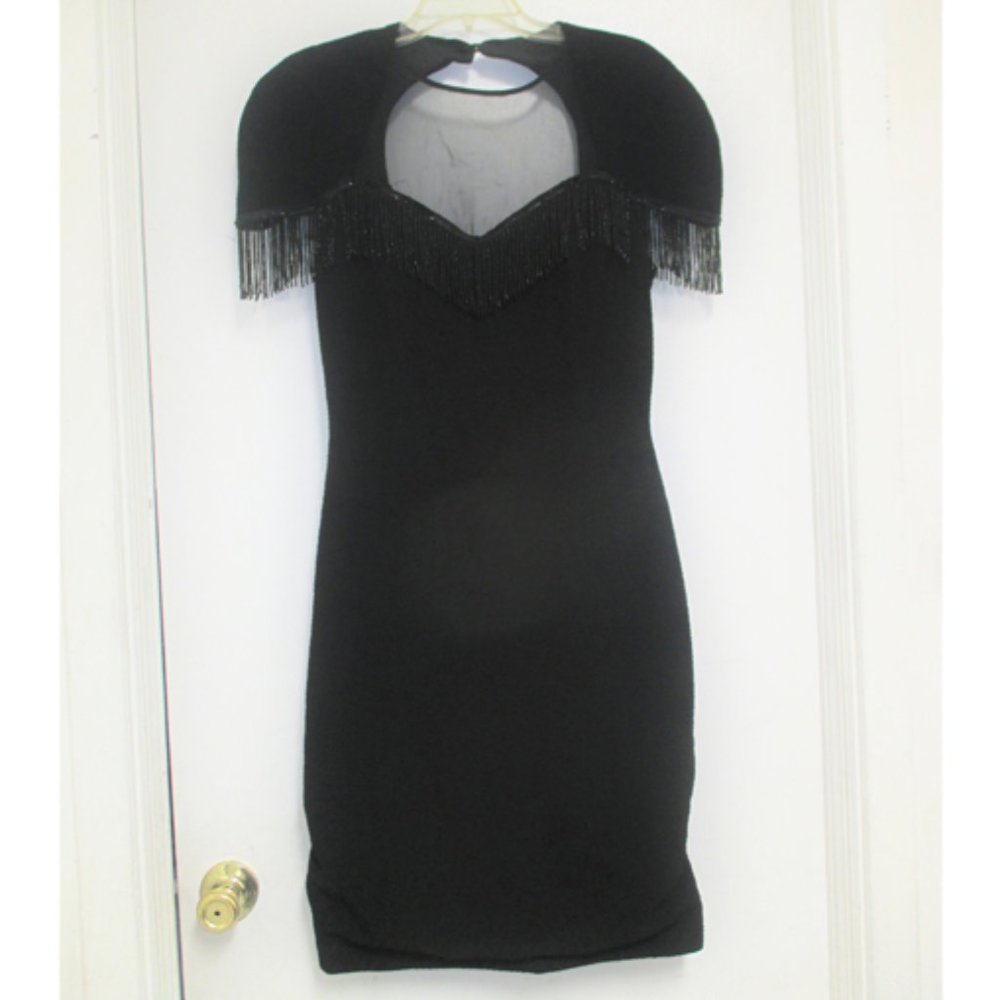 Dress - Betsy & Adam Black Fancy Dress Fluted Beads